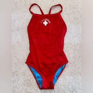 Red Lifeguard One Piece Swimsuit